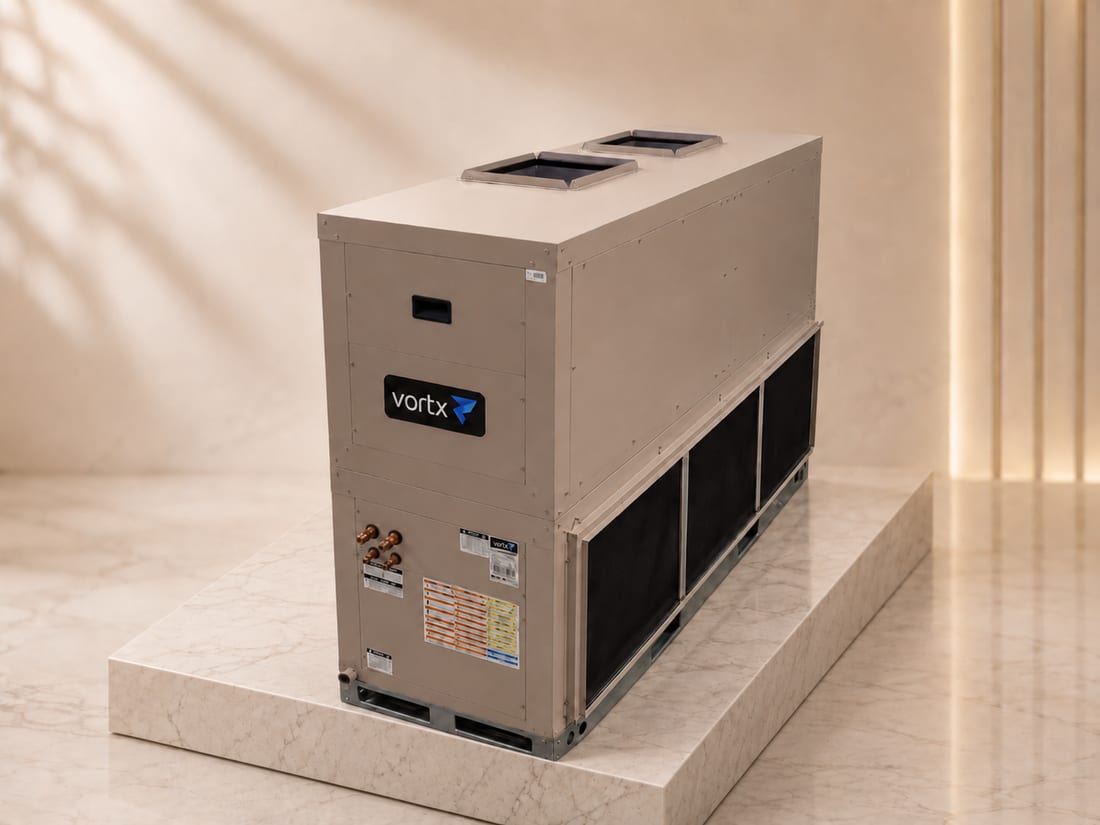 Vortx commercial vertical air handler — front view