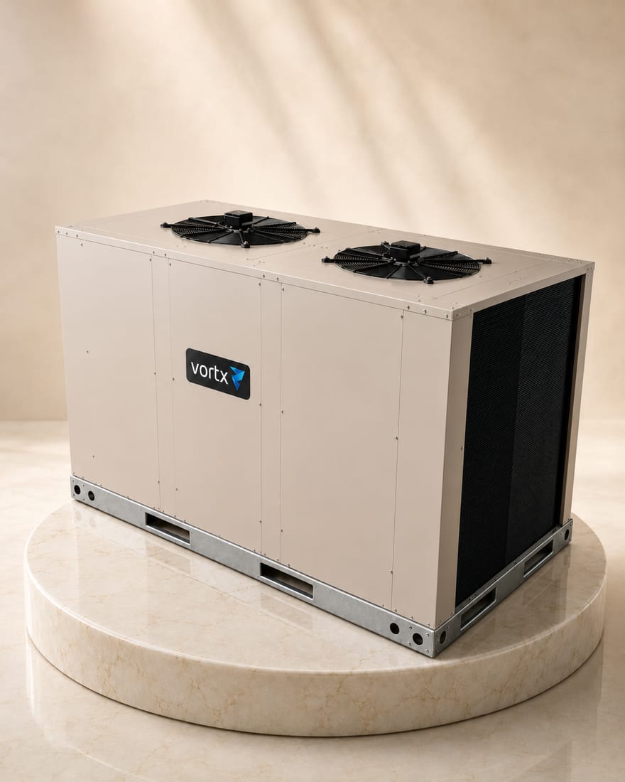 Vortx commercial vertical condensing unit — side view